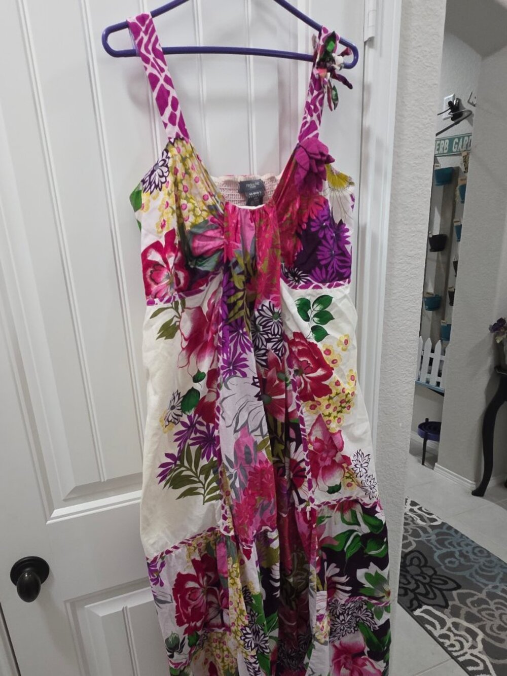 Redoute Creation 18W Floral Smocked Tiered Maxi Sundress 100% Cotton
